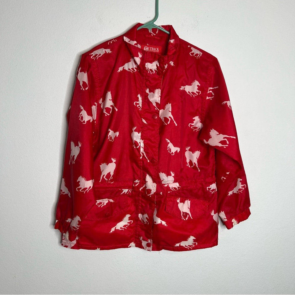 Outback Trading Co Womens Packable Jacket Western Horse  red Size SM